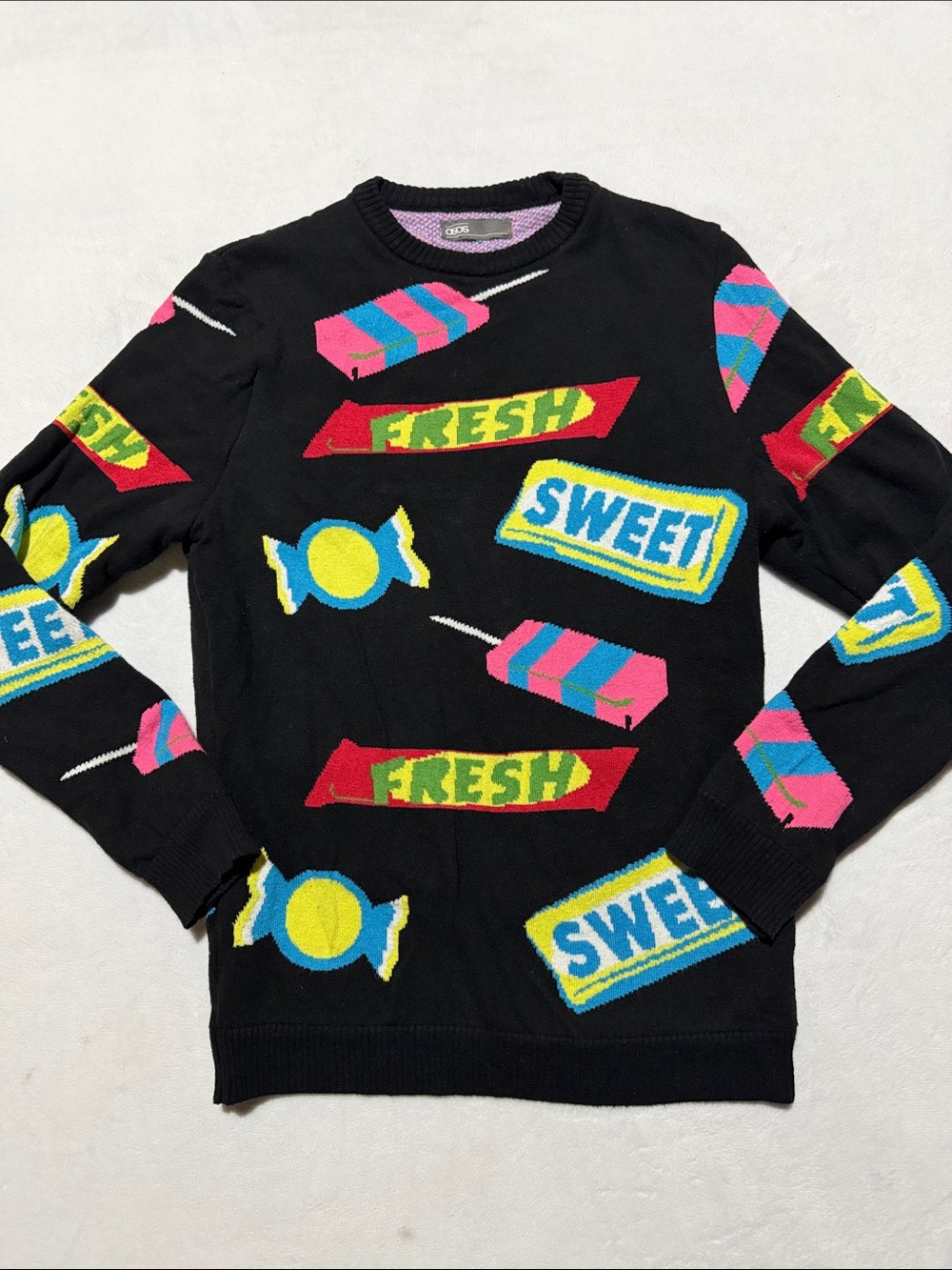 ASOS knit Sweater Colorful Candy Graphics fresh sweet Teachercore novelty print